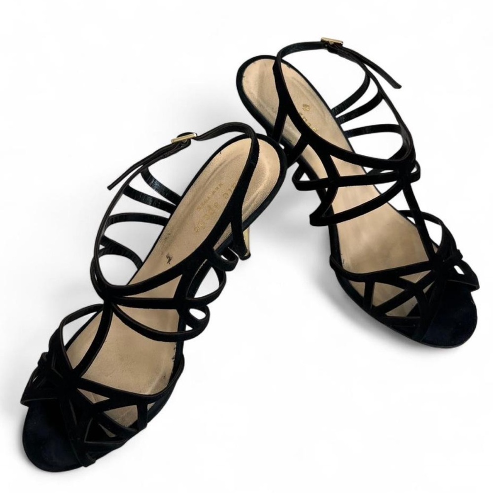 Kate Spade Black strappy heels with Gold accents Size 7.5 - Picture 2 of 10
